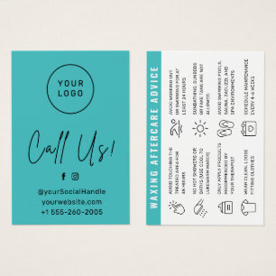Turquoise Teal Waxing Aftercare Card Hair Removal