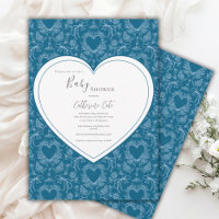 Turquoise Teal Whimsical Heart Baby Shower 