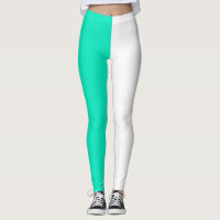 Turquoise Teal White Two Tone Split Half Design