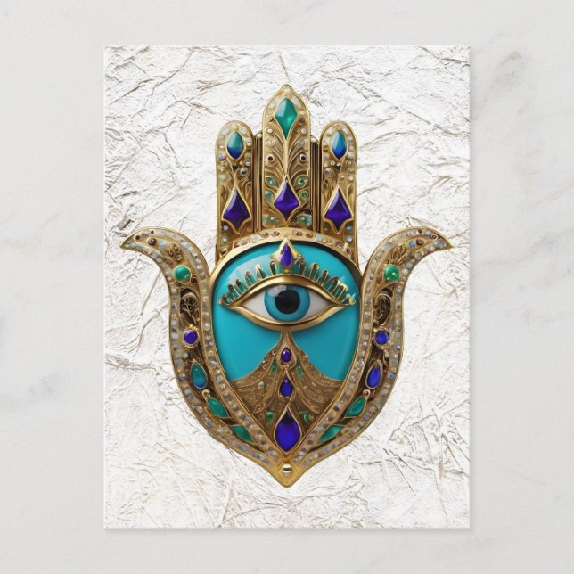 Turquoise Third Eye Hamsa Postcard (Front)