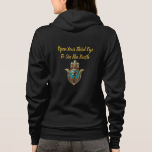 Turquoise Third Eye Hamsa Zip Hoodie