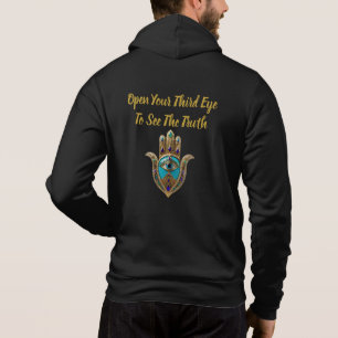 Turquoise Third Eye Hamsa Zip Hoodie