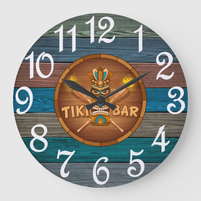 Turquoise Tiki Bar Large Clock (Front)