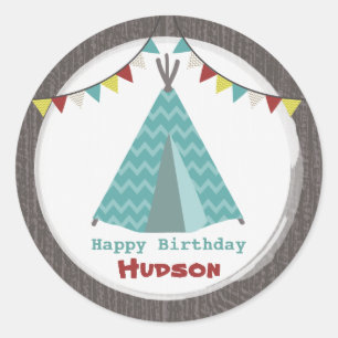 Turquoise Tipi Birthday Sticker