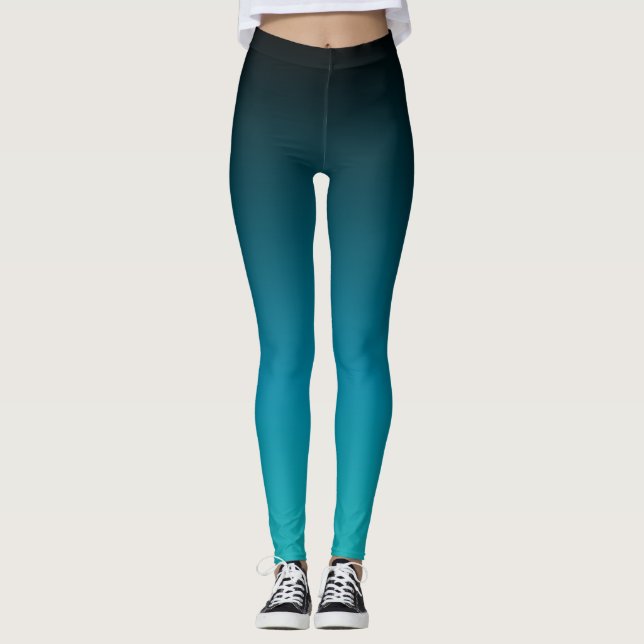 Turquoise to Black Ombre Leggings (Front)