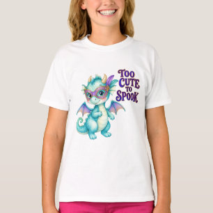 Turquoise Too Cute to Spook Halloween Dragon Kids T-Shirt
