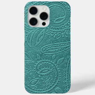 Turquoise Tooled Western Pattern iPhone 15 Pro Max Case