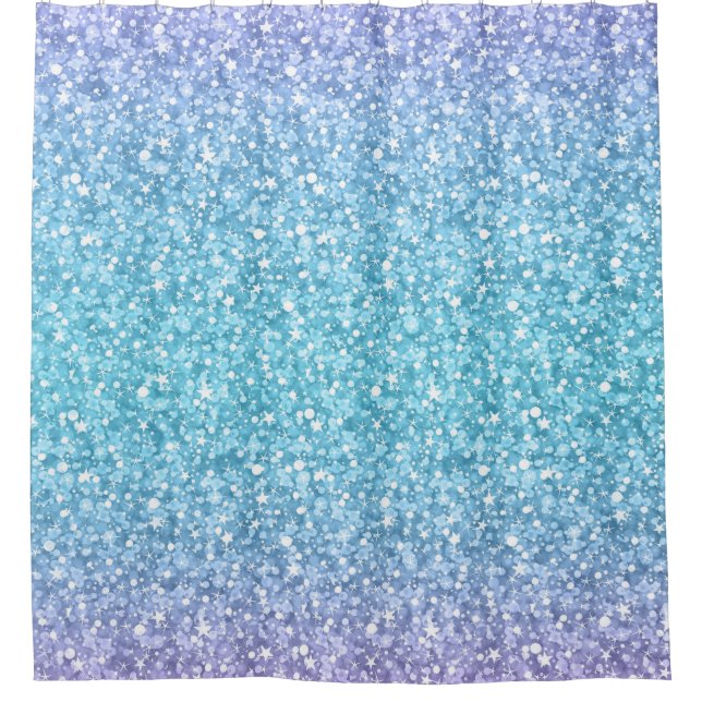 Turquoise & Touch Of Purple Glitter Shower Curtain (Front)