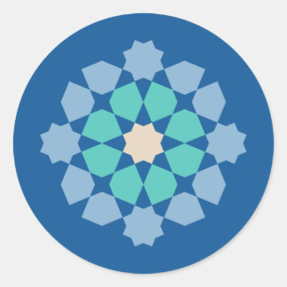 Turquoise Tranquillity Medalion Classic Round Sticker