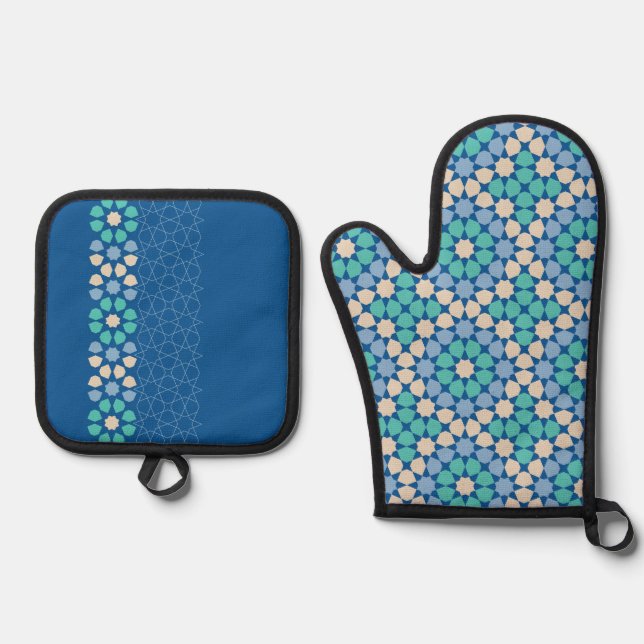 Turquoise Tranquillity Oven Mitt & Pot Holder Set (Front)