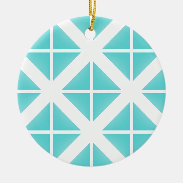 Turquoise Trendy Triangle Pattern Ceramic Tree Decoration (Front)