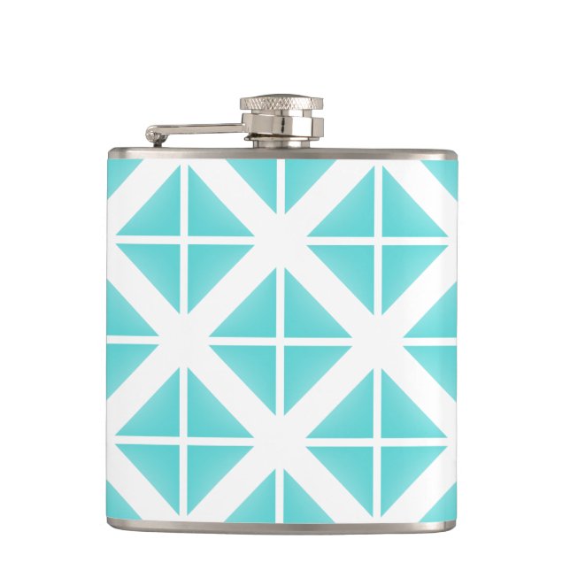 Turquoise Trendy Triangle Pattern Hip Flask (Front)