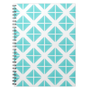 Turquoise Trendy Triangle Pattern Notebook