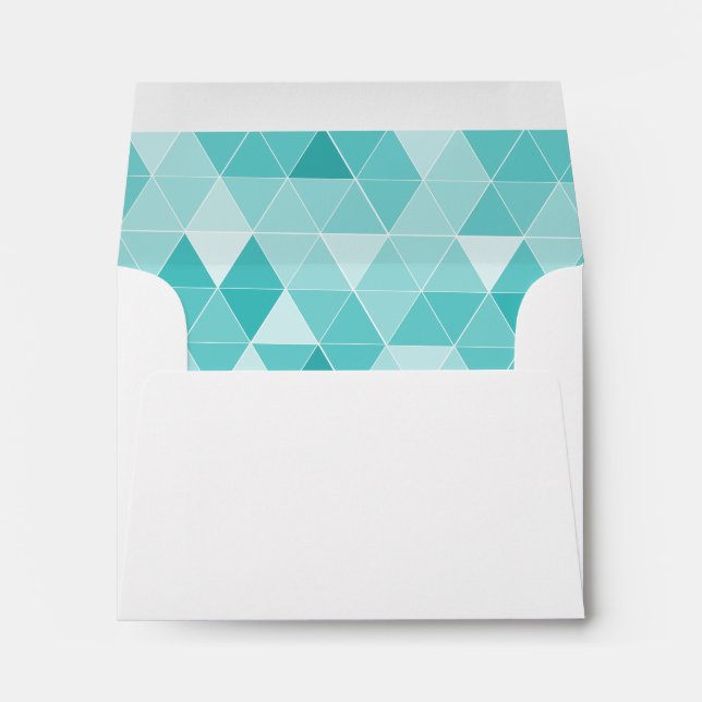 Turquoise triangle pattern liner wedding envelope (Back (Bottom))