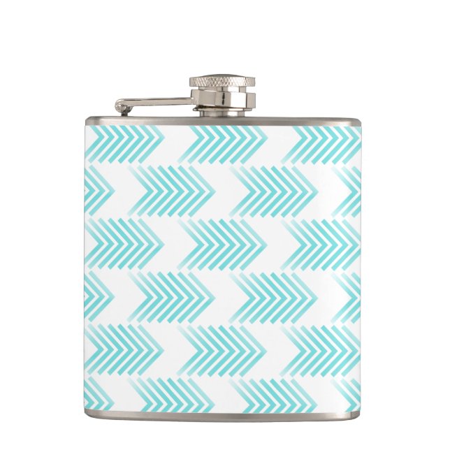 Turquoise Tribal Arrow Pattern Hip Flask (Front)