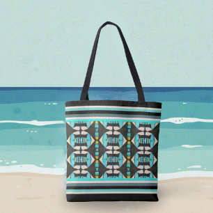Turquoise Tribal Tapestry Tote Bag