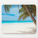 Turquoise Tropical Beach Mouse Pad<br><div class="desc">Secluded serene and peaceful tropical white sand beach. Calm turquoise waters and a few palm trees for shade. The perfect location for some rest and relaxation.</div>