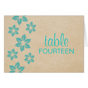 Turquoise Tropical Floral Table Number Card