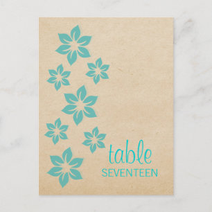 Turquoise Tropical Floral Table Number Postcard