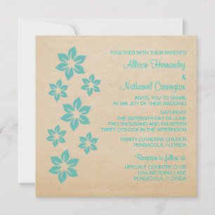 Turquoise Tropical Floral Wedding Invite