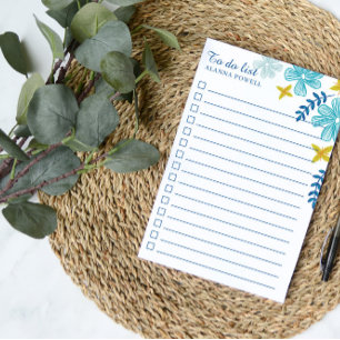 Turquoise Tropical Flowers To Do List Post-it Notes