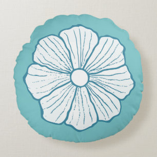Turquoise Tropical Round Pillow