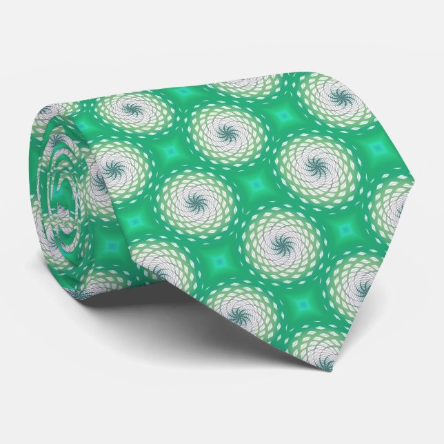 Turquoise Twirl Pattern Dot Tie (Rolled)