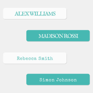 Turquoise Typewriter Waterproof Name Labels