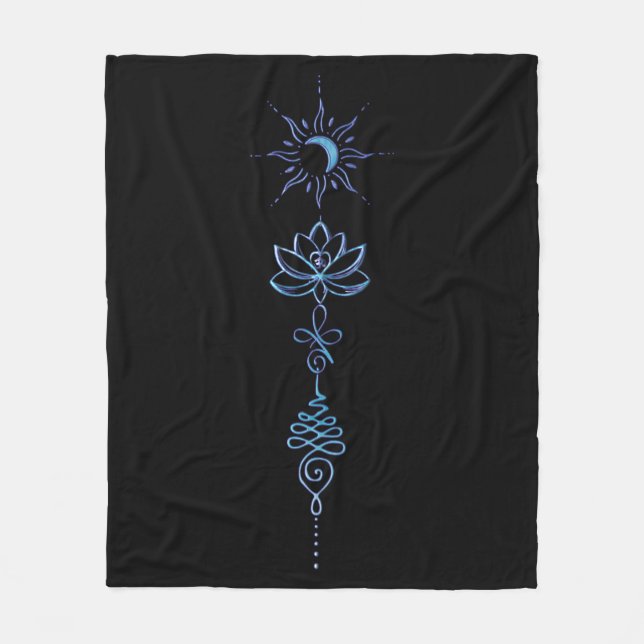 Turquoise Unalome Group Fleece Blanket (Front)