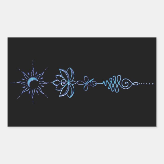 Turquoise Unalome Group Rectangular Sticker (Front)