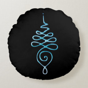 Turquoise Unalome Round Cushion