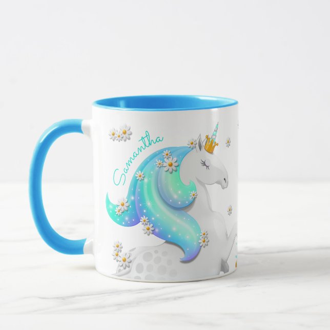 Turquoise Unicorn Mug with Crown and Sceptre (Left)
