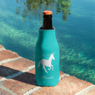 Turquoise Unicorn Personalised Bottle Cooler