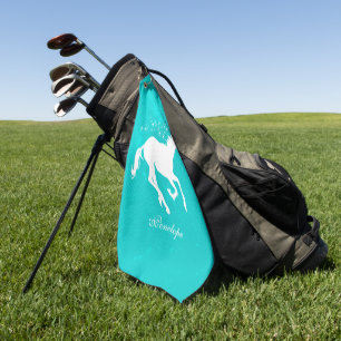 Turquoise Unicorn Personalised Golf Towel