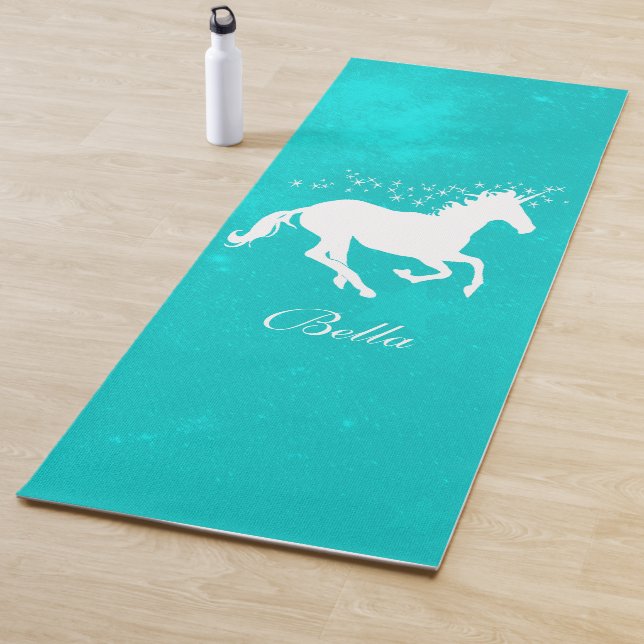 Turquoise Unicorn Personalised Yoga Mat (In Situ)