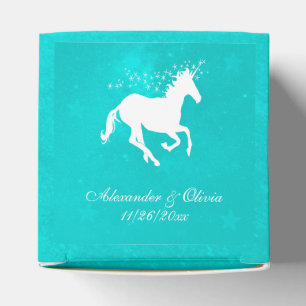 Turquoise Unicorn Wedding Favour Box