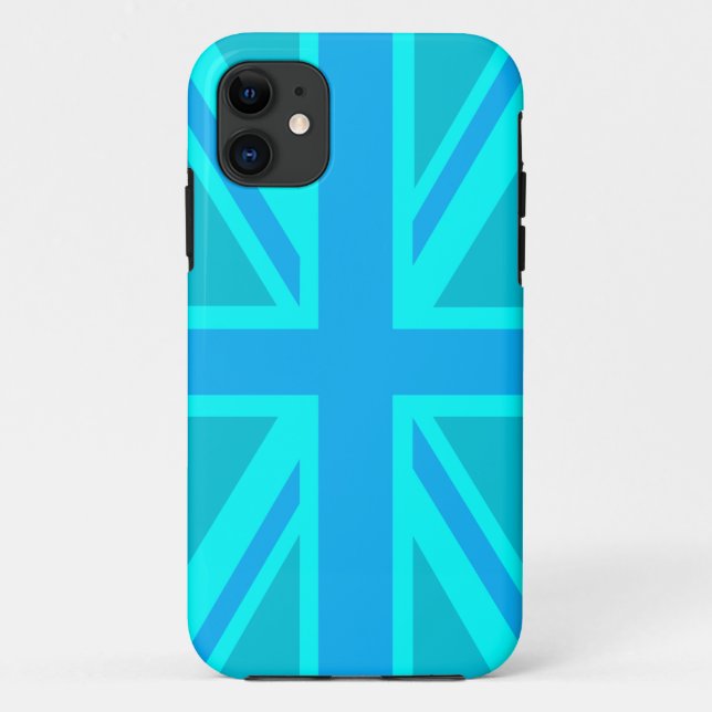 Turquoise Union Jack British Flag Case-Mate iPhone Case (Back)