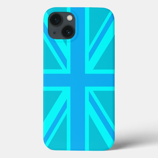 Turquoise Union Jack British Flag Case-Mate iPhone Case (Back)