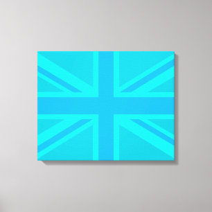 Turquoise Union Jack British Flag Design Canvas Print