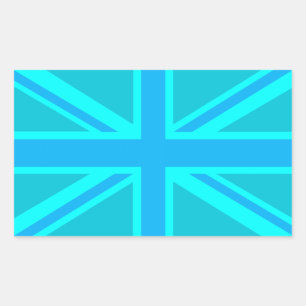 Turquoise Union Jack British Flag Design Rectangular Sticker