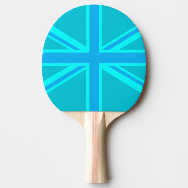 Turquoise Union Jack Flag Customise it Ping Pong Paddle (Front)