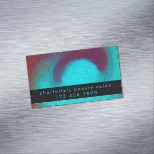 Turquoise Unique Modern Cool Hair Nail Salon Magnetic Business Card