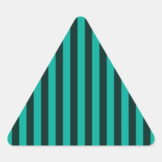 Turquoise Vertical Stripes Style Decor Triangle Sticker (Front)