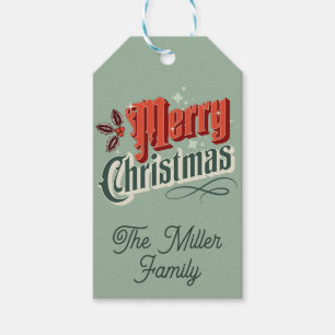 Turquoise vintage Christmas design Gift Tags