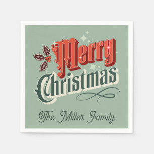 Turquoise vintage Christmas design Napkin