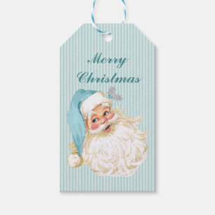Turquoise Vintage Victorian Santa Claus Gift Tags