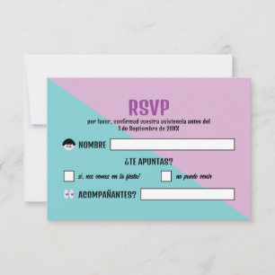 Turquoise Violet & Blue Wedding WedFest Festival RSVP Card