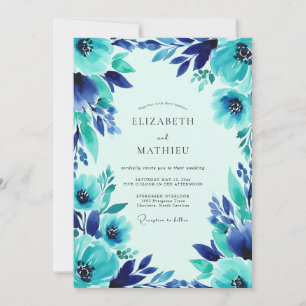 Turquoise Vivid Coastal Wedding Invitation