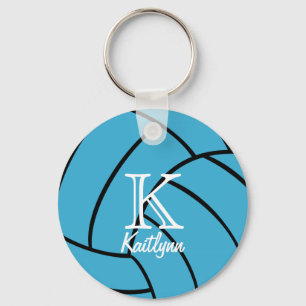 Turquoise Volleyball Monogram Keychain