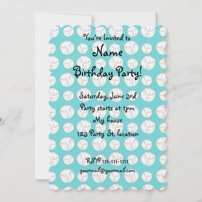 Turquoise volleyballs pattern invitation (Front)